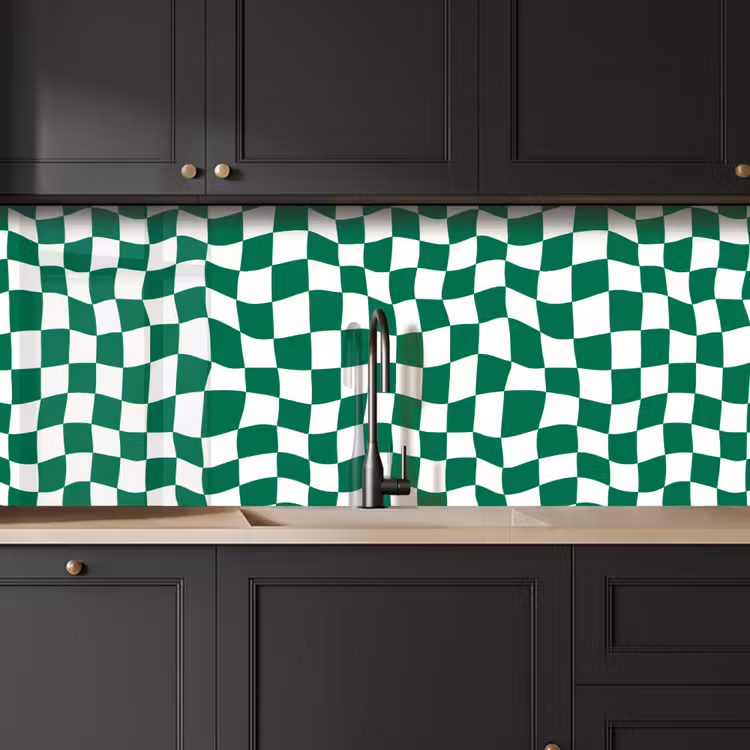 Keuken achterwand - Schaakbord - Golvend - Groen — 6