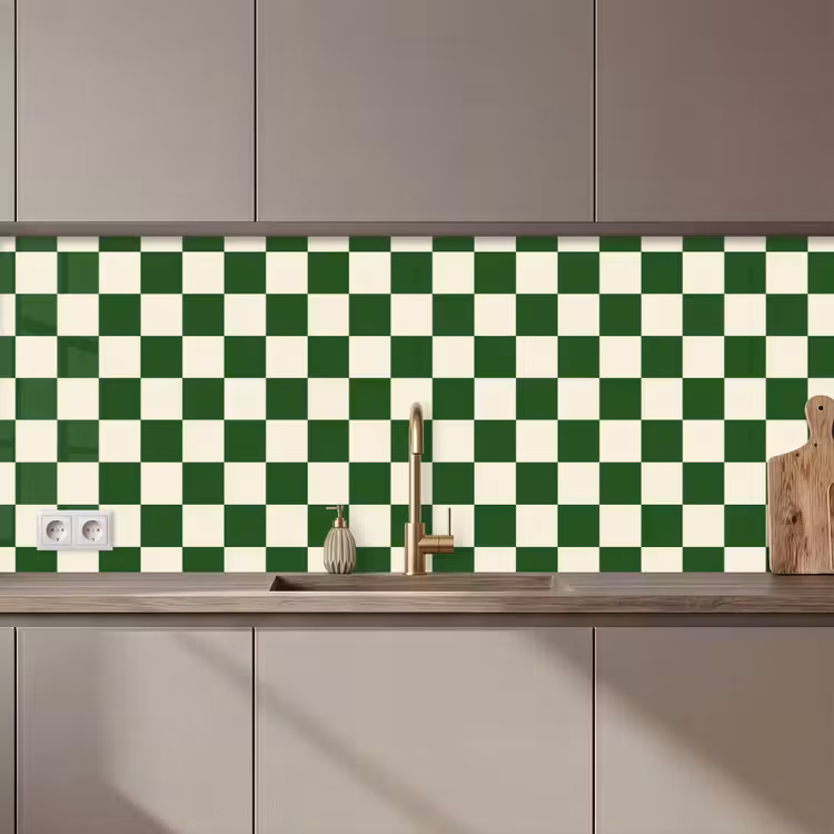 Keuken achterwand - Schaakbord - Patroon - Groen — 1