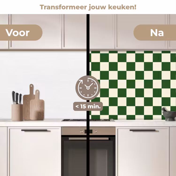 Keuken achterwand - Schaakbord - Patroon - Groen — 2