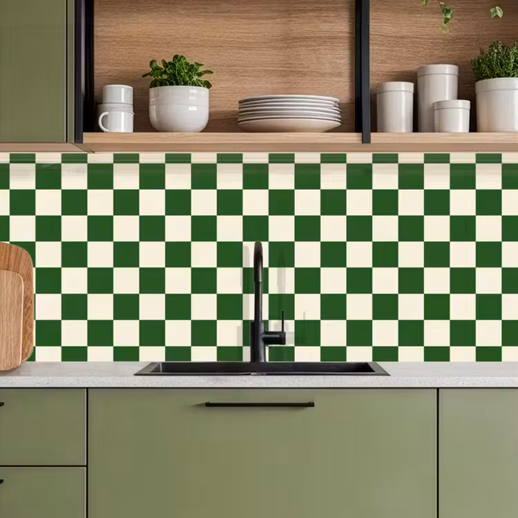 Keuken achterwand - Schaakbord - Patroon - Groen — 5
