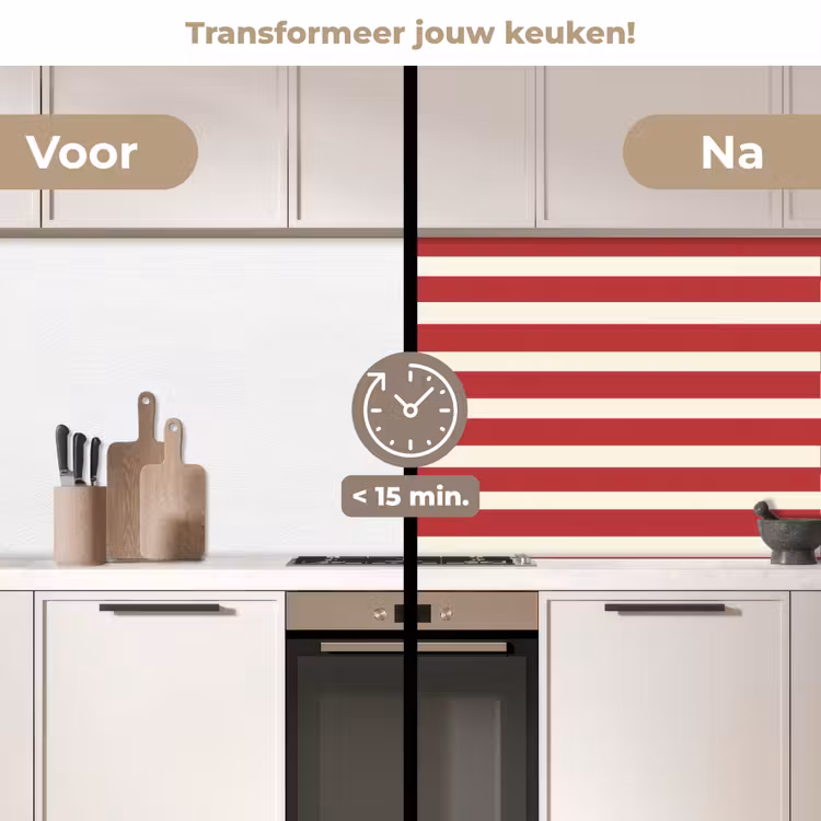 Keuken achterwand - Strepen - Patroon - Rood — 2