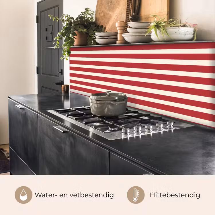 Keuken achterwand - Strepen - Patroon - Rood — 3