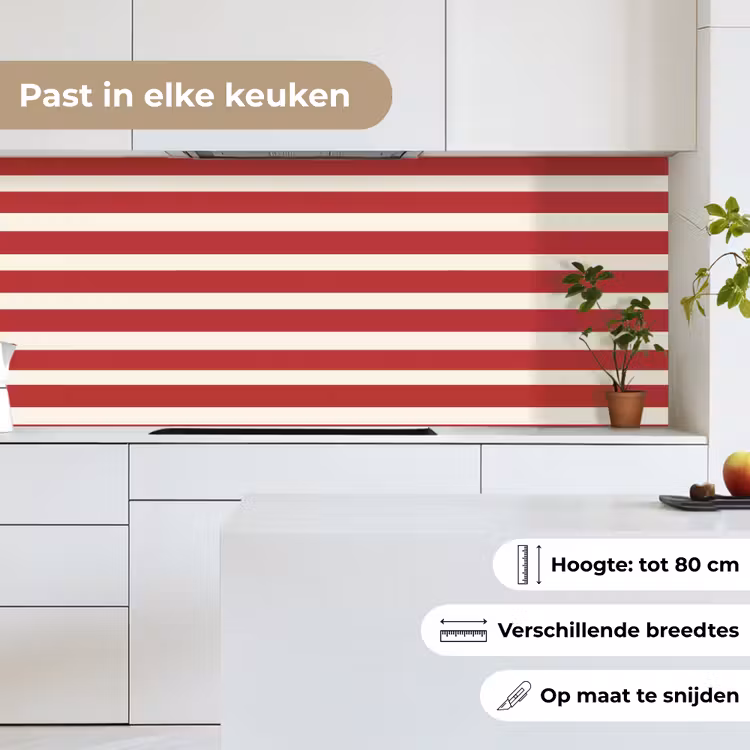Keuken achterwand - Strepen - Patroon - Rood — 4
