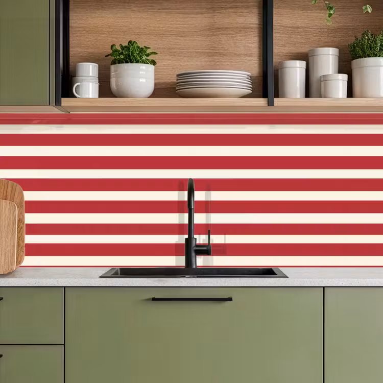 Keuken achterwand - Strepen - Patroon - Rood — 5