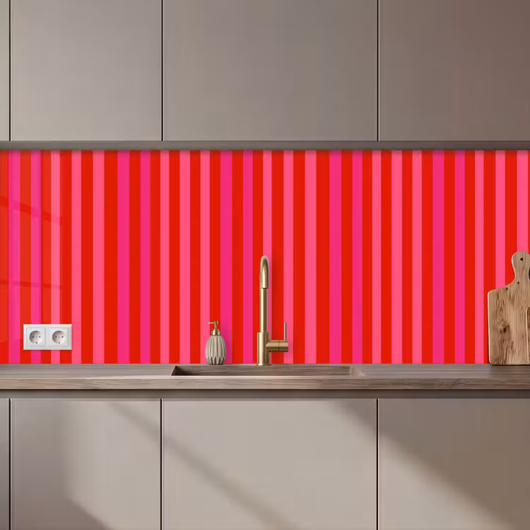 Keuken achterwand - Verticaal - Strepen - Roze — 1