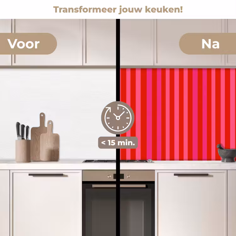 Keuken achterwand - Verticaal - Strepen - Roze — 2