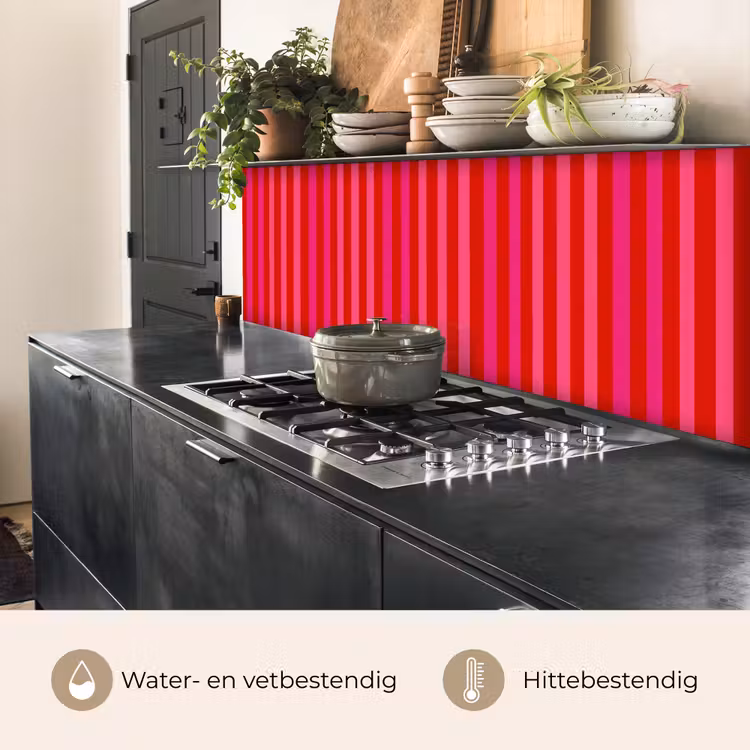 Keuken achterwand - Verticaal - Strepen - Roze — 3