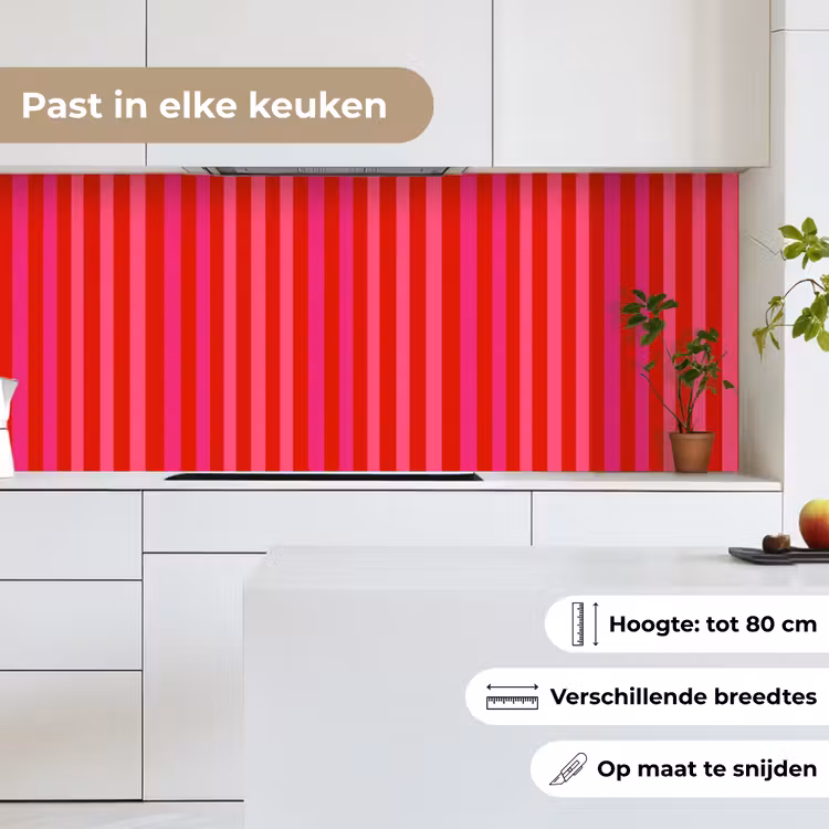 Keuken achterwand - Verticaal - Strepen - Roze — 4