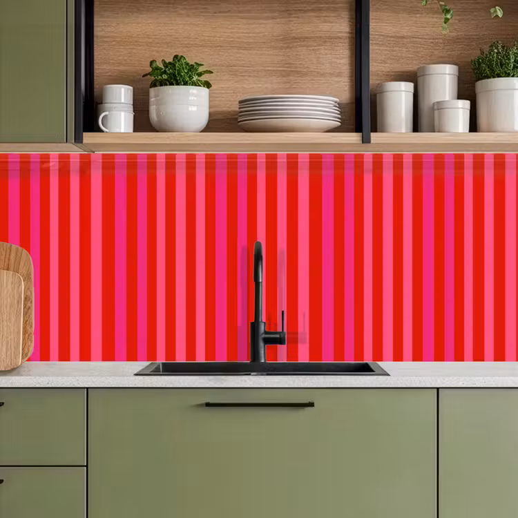 Keuken achterwand - Verticaal - Strepen - Roze — 5