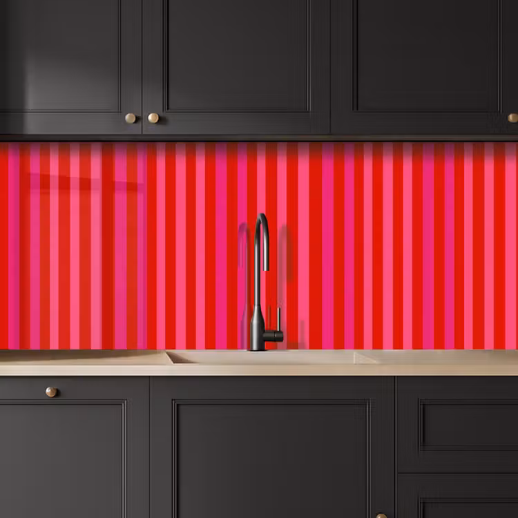 Keuken achterwand - Verticaal - Strepen - Roze — 6