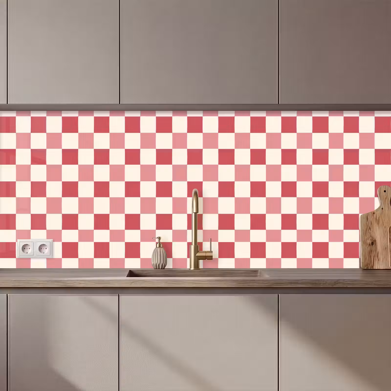 Keuken achterwand - Patroon - Schaak - Roze — 1