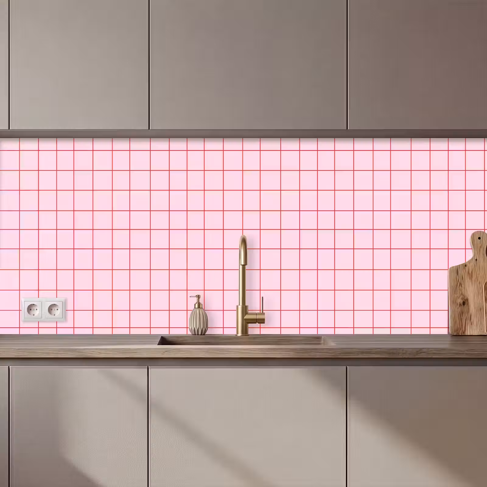 Keuken achterwand - Raster - Patroon - Roze — 1