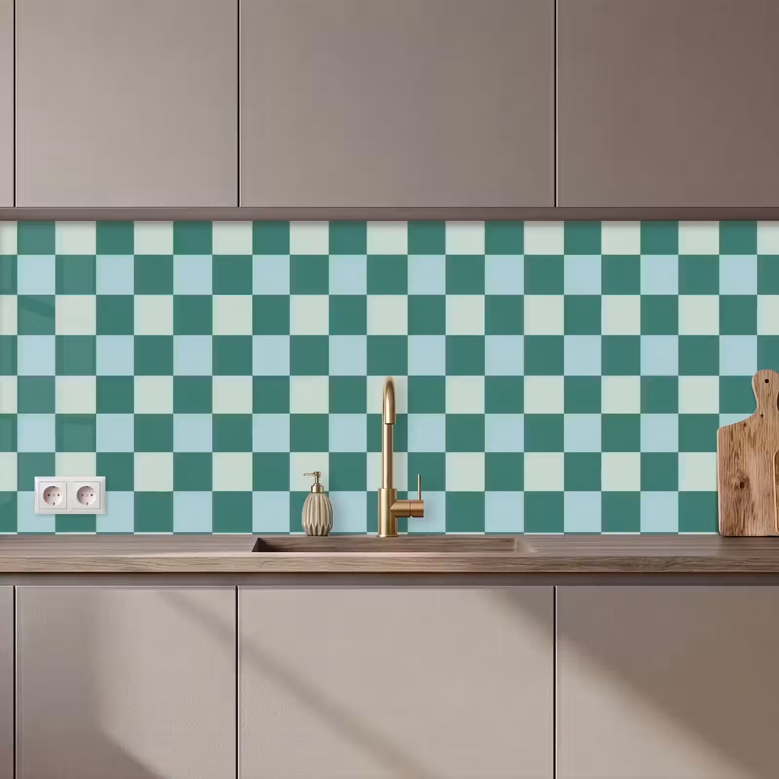 Keuken achterwand - Schaak - Klassiek - Groen — 1