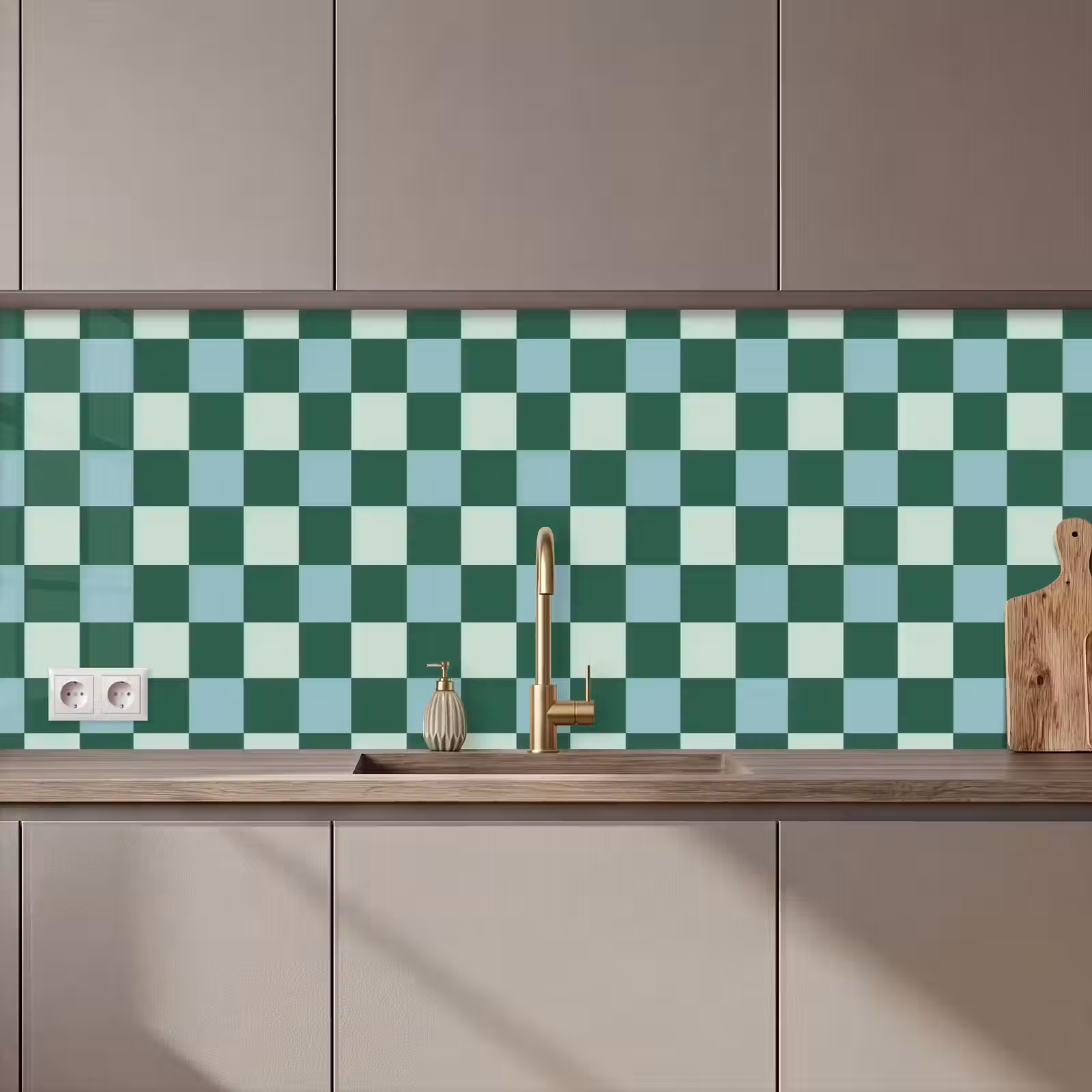 Keuken achterwand - Schaakbord - Klassiek - Groen — 1