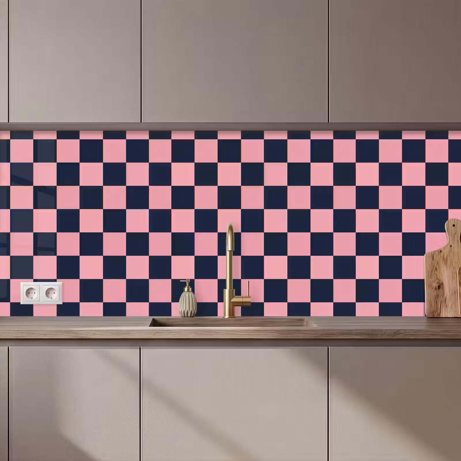 Keuken achterwand - Traditioneel - Patroon - Blauw - Roze — 1
