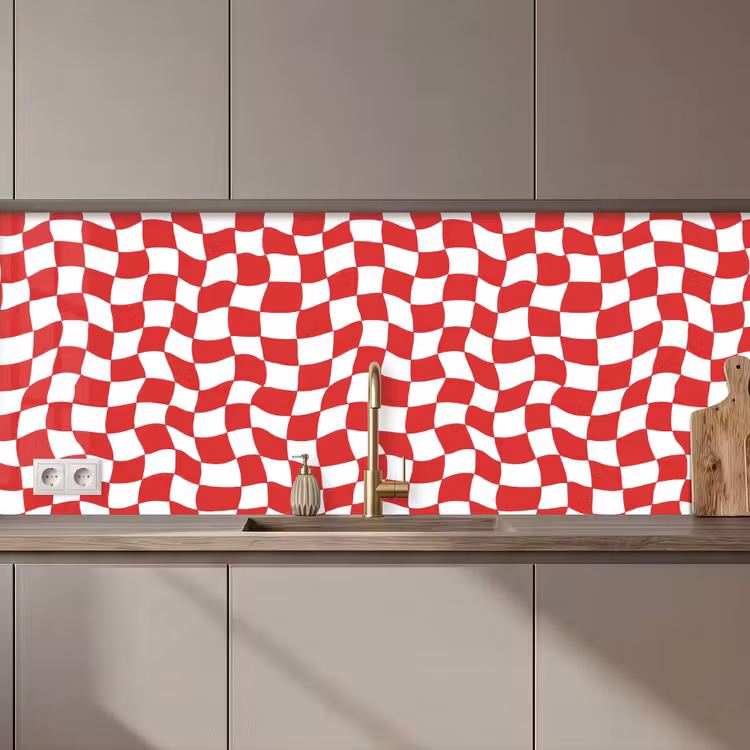 Keuken achterwand - Golvend - Patroon - Rood — 1