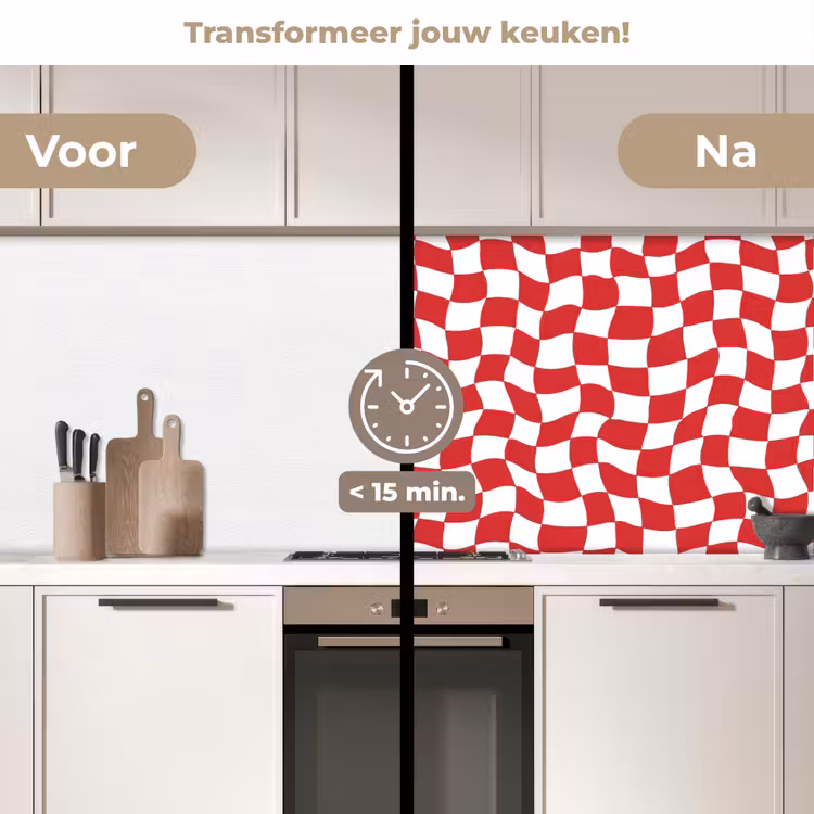 Keuken achterwand - Golvend - Patroon - Rood — 2
