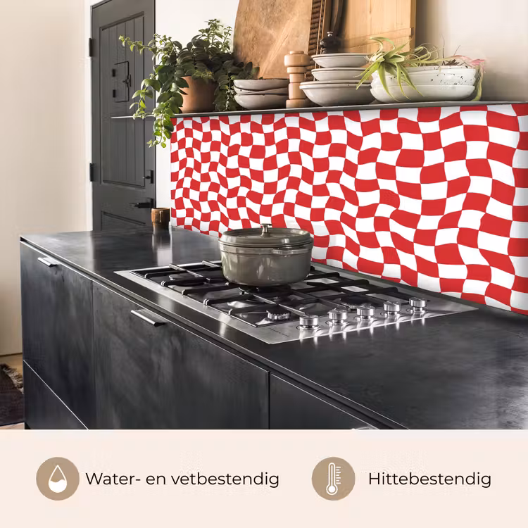 Keuken achterwand - Golvend - Patroon - Rood — 3