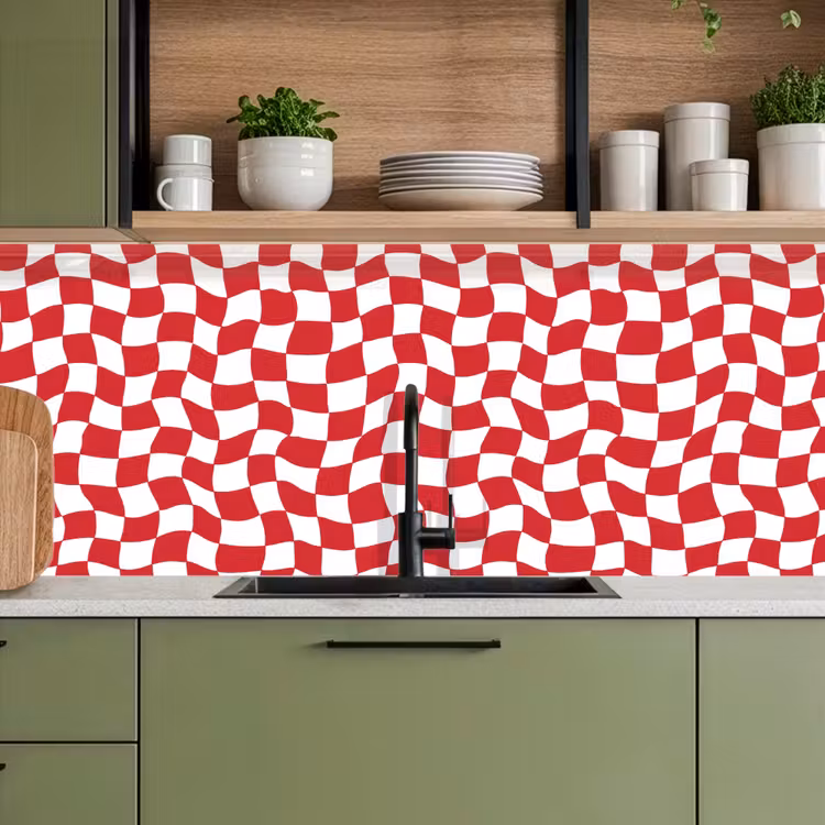 Keuken achterwand - Golvend - Patroon - Rood — 5