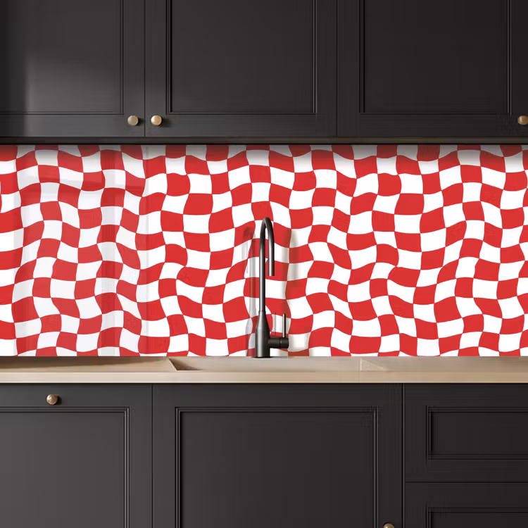 Keuken achterwand - Golvend - Patroon - Rood — 6