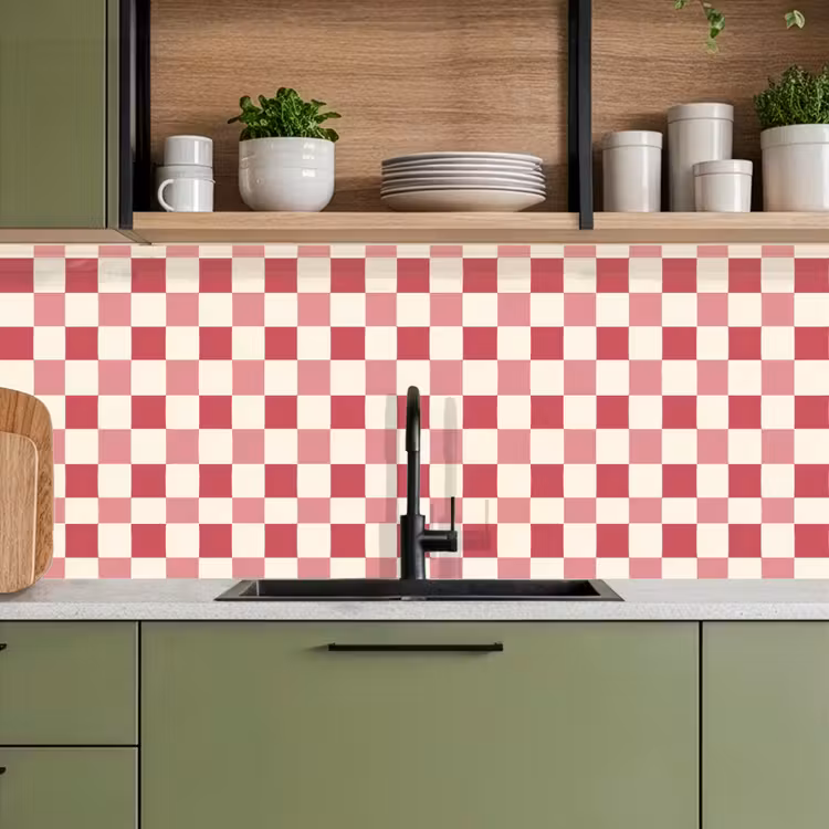 Keuken achterwand - Patroon - Schaak - Roze — 5
