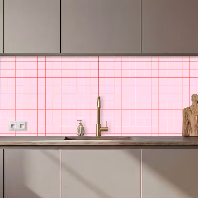 Keuken achterwand - Raster - Patroon - Roze — 1