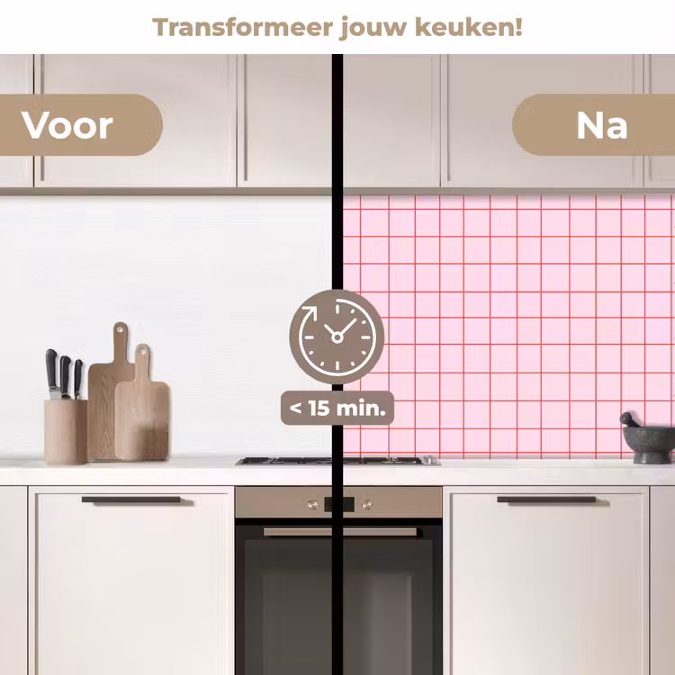 Keuken achterwand - Raster - Patroon - Roze — 2