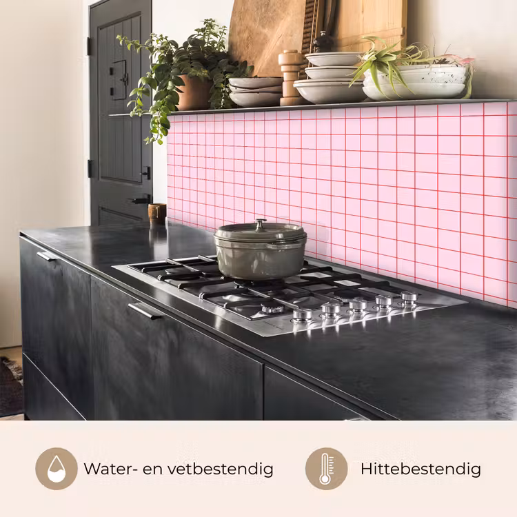 Keuken achterwand - Raster - Patroon - Roze — 3