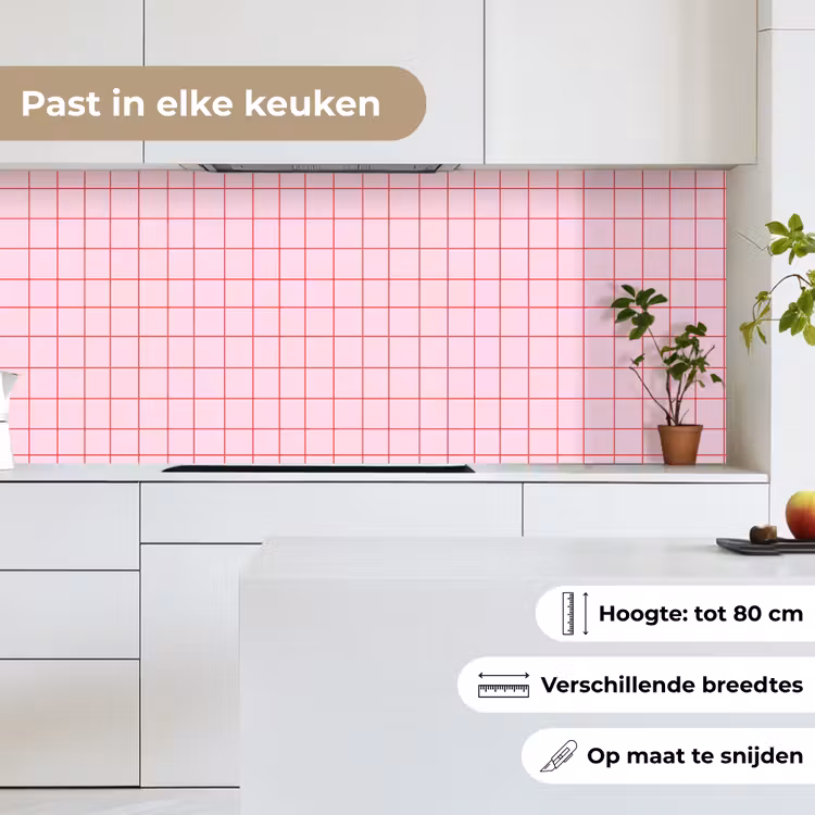 Keuken achterwand - Raster - Patroon - Roze — 4