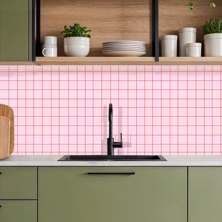 Keuken achterwand - Raster - Patroon - Roze — 5