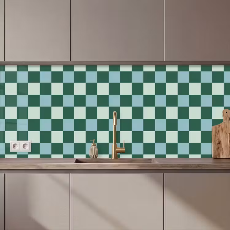 Keuken achterwand - Schaakbord - Klassiek - Groen — 1