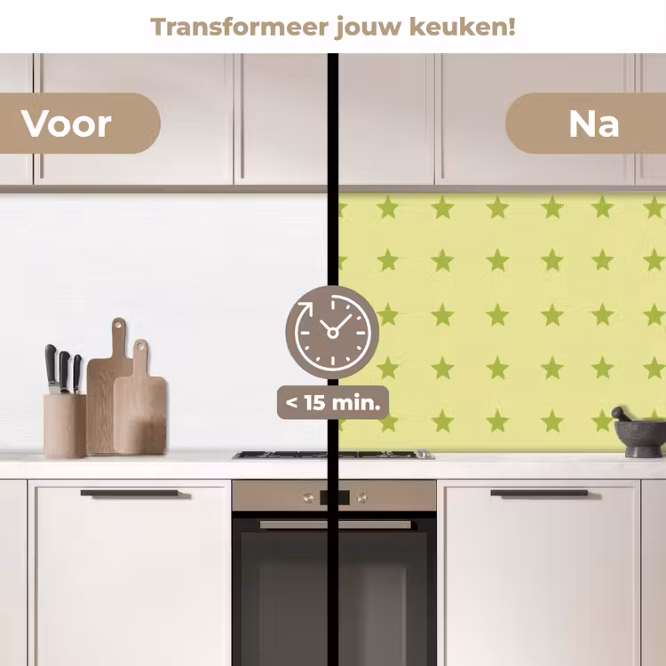 Keuken achterwand - Sterren - Patroon - Groen — 2