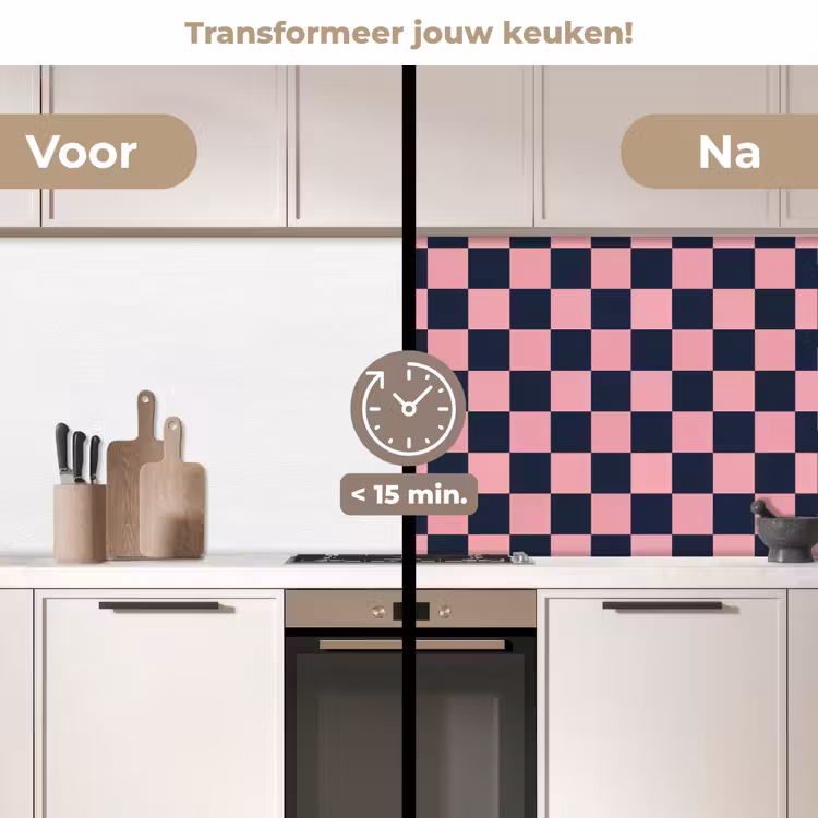 Keuken achterwand - Traditioneel - Patroon - Blauw - Roze — 2