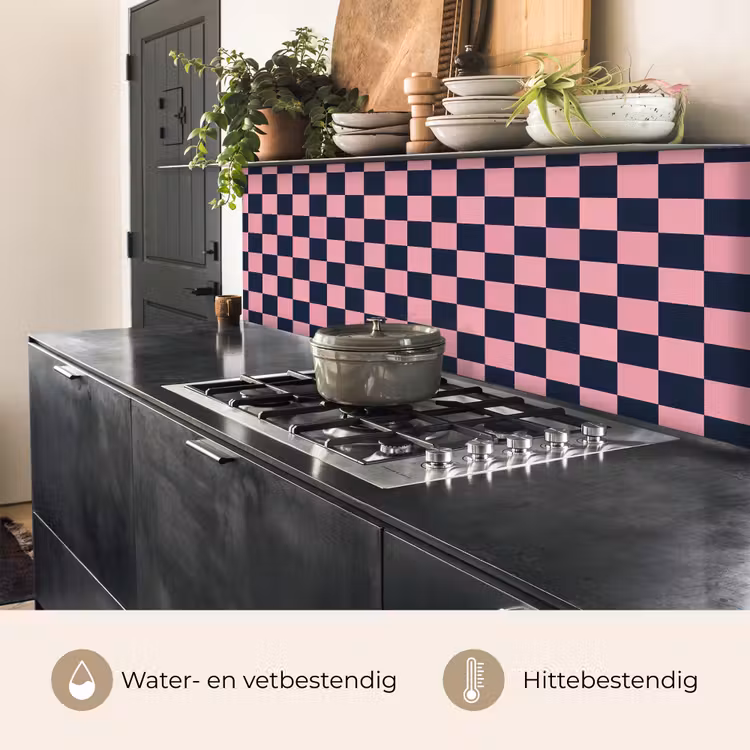 Keuken achterwand - Traditioneel - Patroon - Blauw - Roze — 3