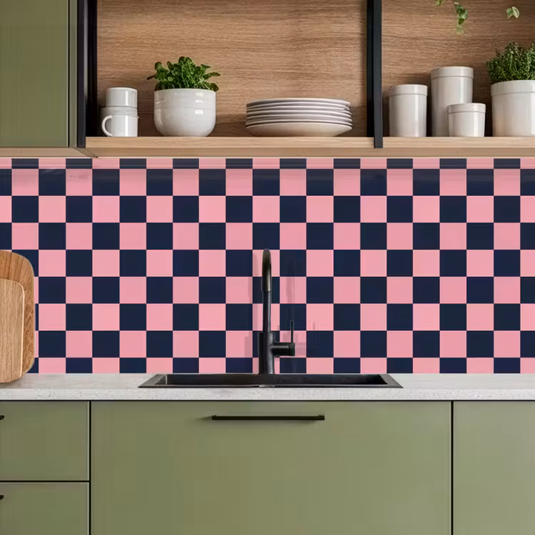 Keuken achterwand - Traditioneel - Patroon - Blauw - Roze — 5