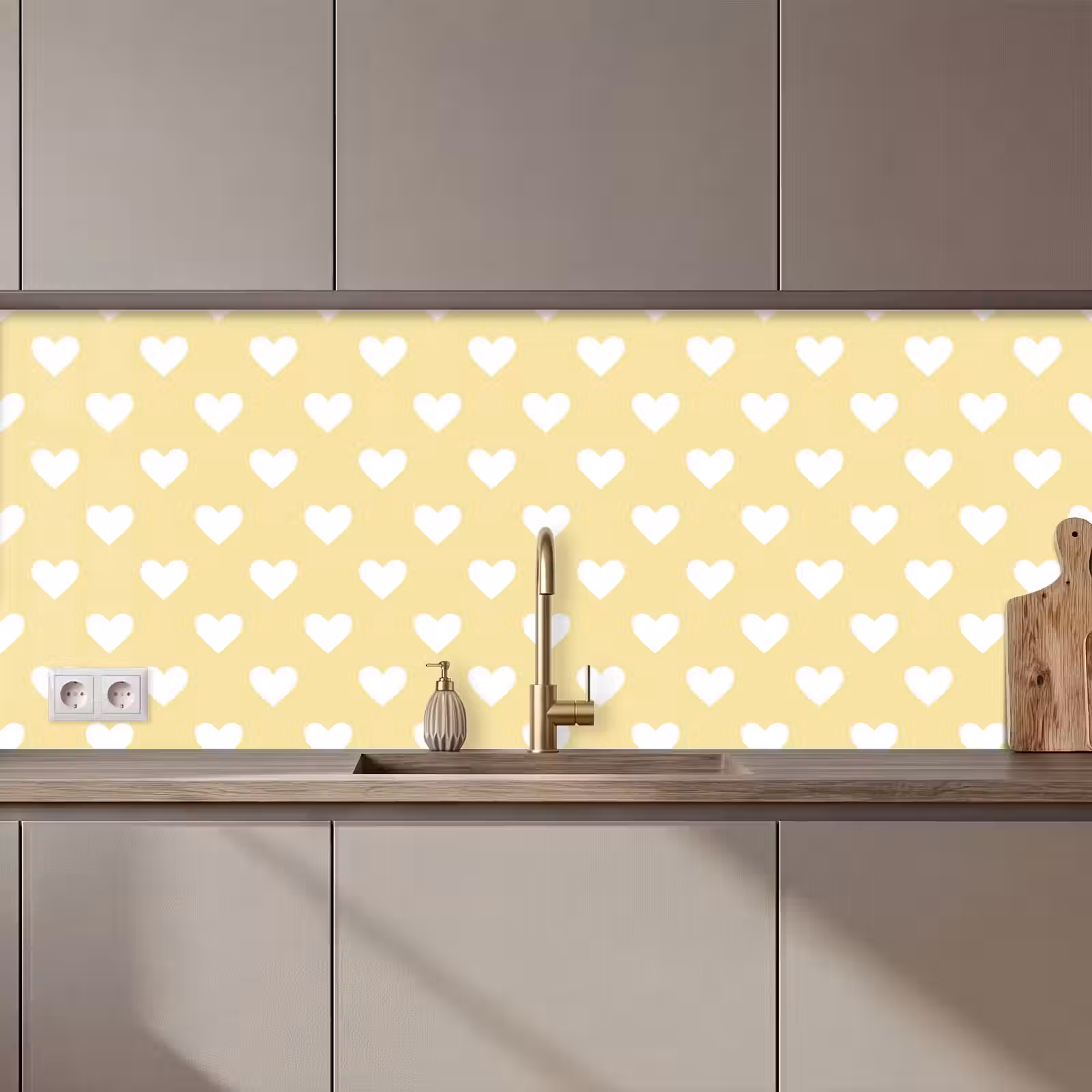 Keuken achterwand - Hartjes - Patroon - Geel — 1