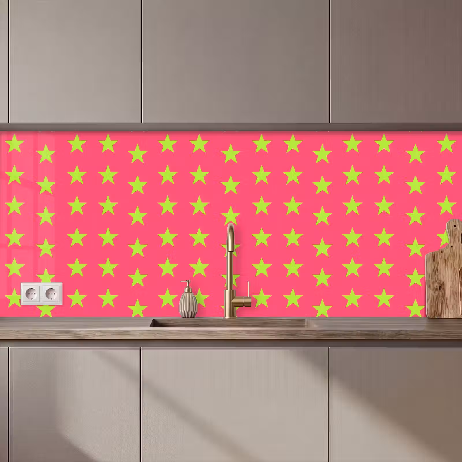 Keuken achterwand - Sterren - Patroon - Roze — 1