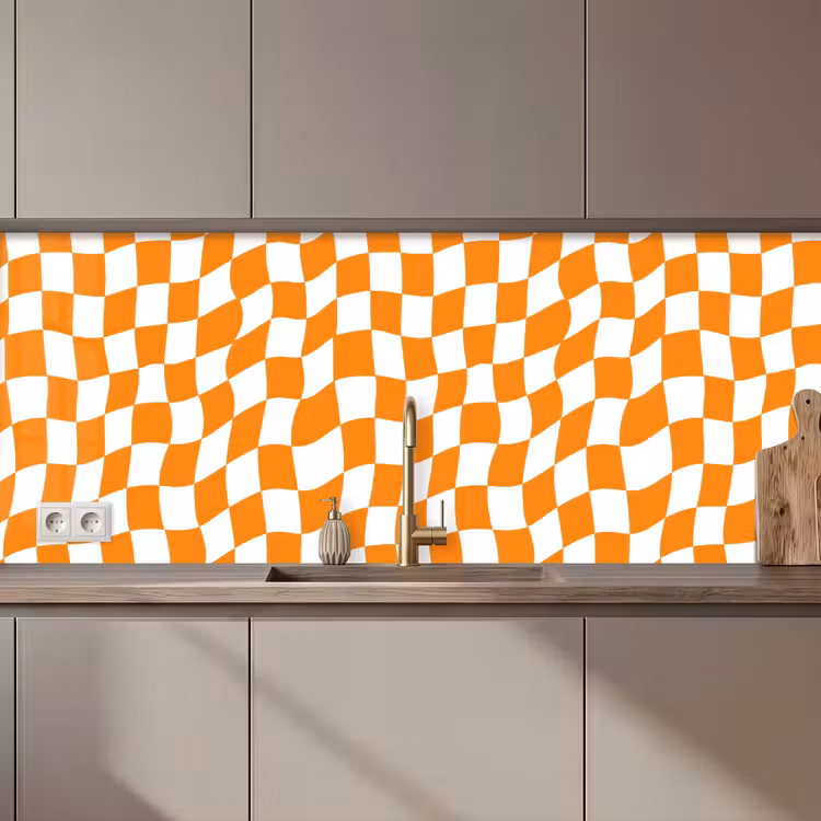 Keuken achterwand - Golvend - Patroon - Oranje — 1