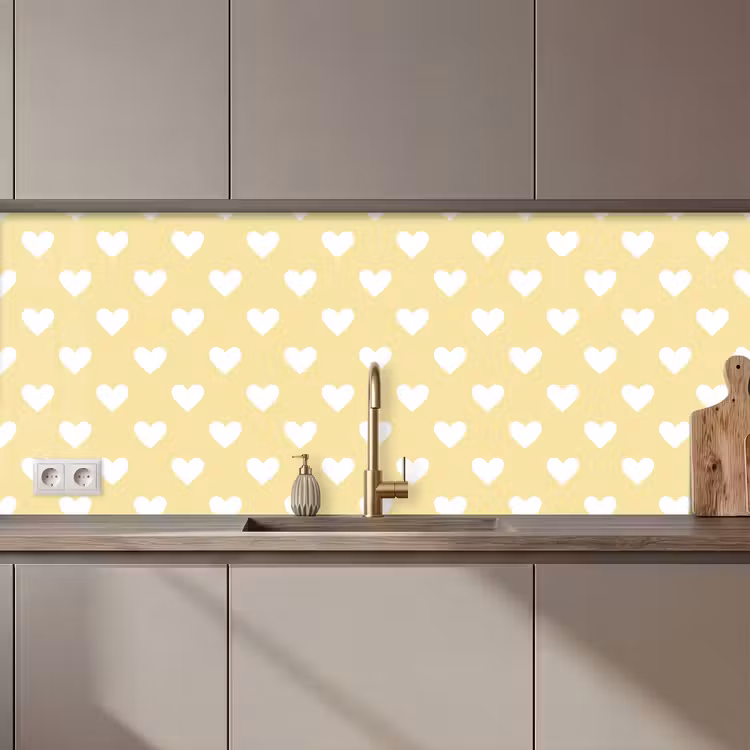 Keuken achterwand - Hartjes - Patroon - Geel — 1