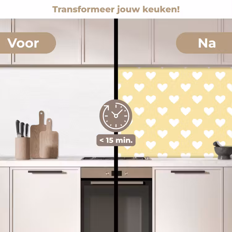 Keuken achterwand - Hartjes - Patroon - Geel — 2