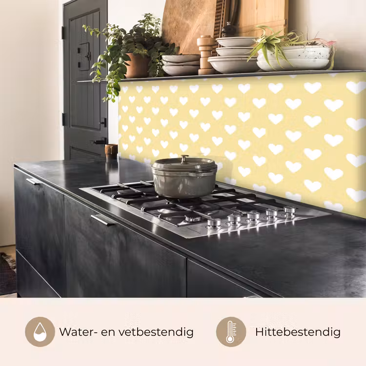Keuken achterwand - Hartjes - Patroon - Geel — 3