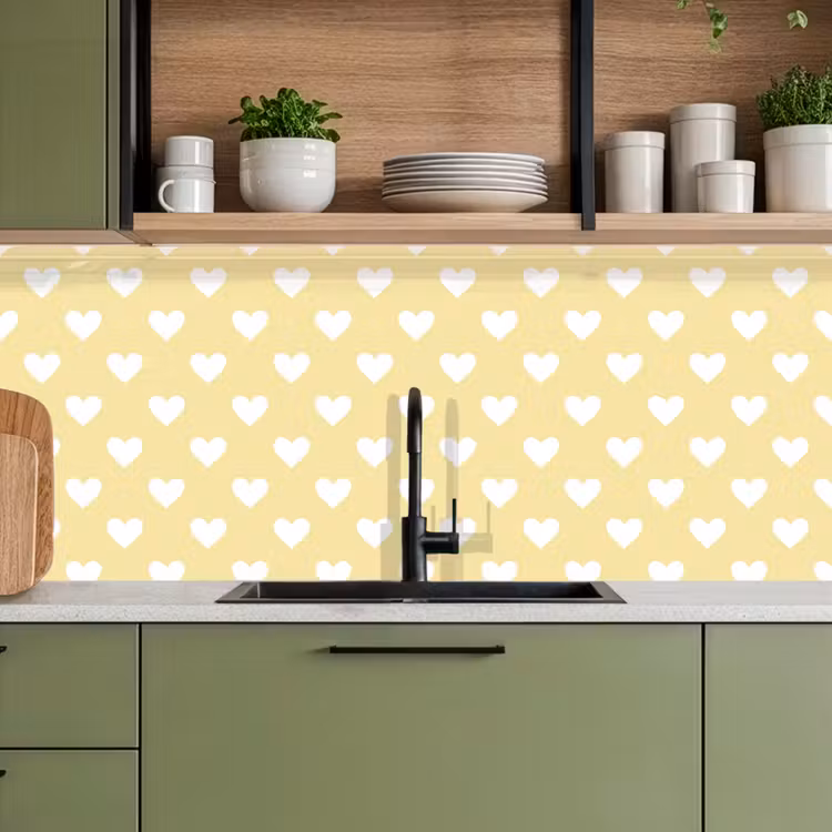 Keuken achterwand - Hartjes - Patroon - Geel — 5