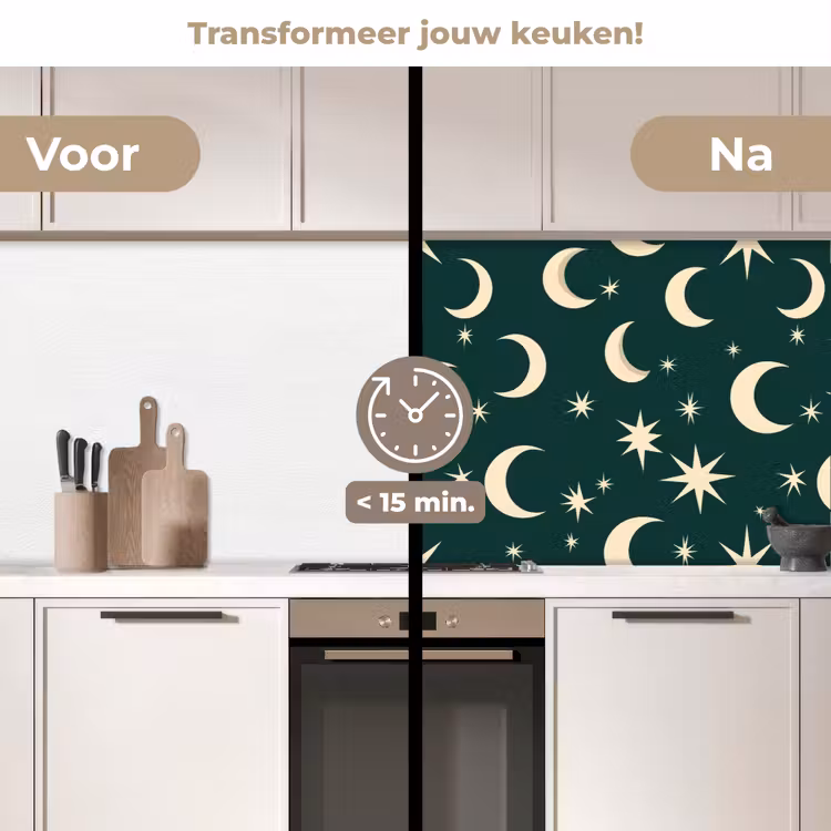 Keuken achterwand - Manen - Sterren - Groen — 2