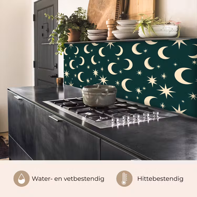 Keuken achterwand - Manen - Sterren - Groen — 3