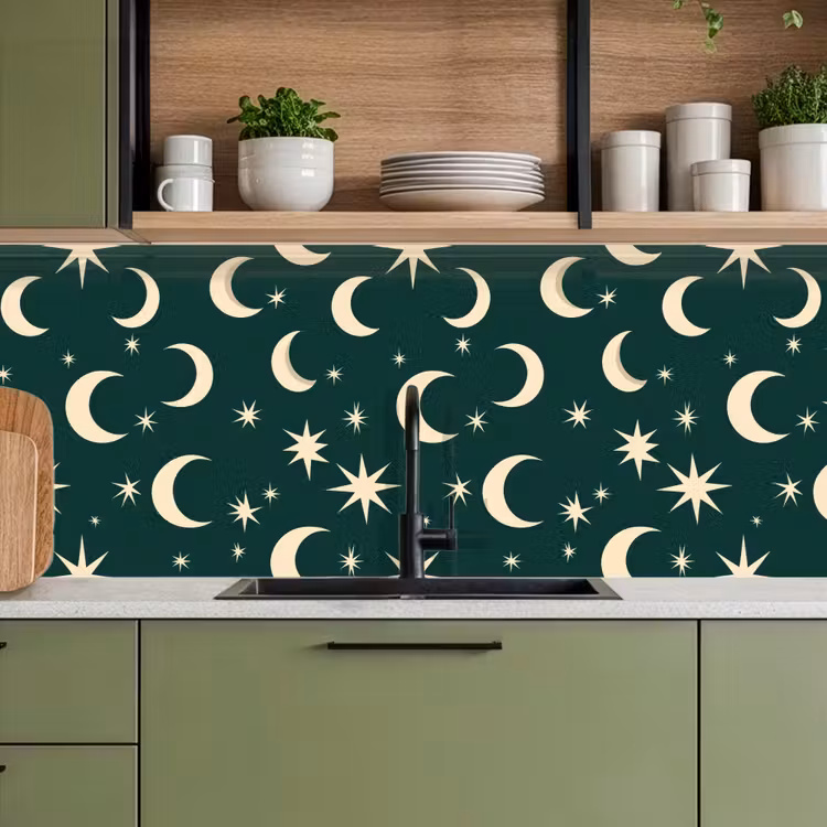 Keuken achterwand - Manen - Sterren - Groen — 5