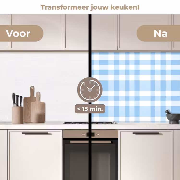 Keuken achterwand - Ruit - Patroon - Blauw — 2
