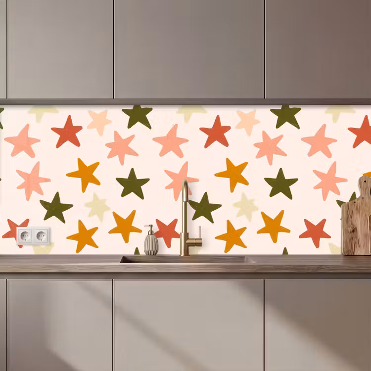 Keuken achterwand - Sterren - Patroon - Kleurrijk — 1