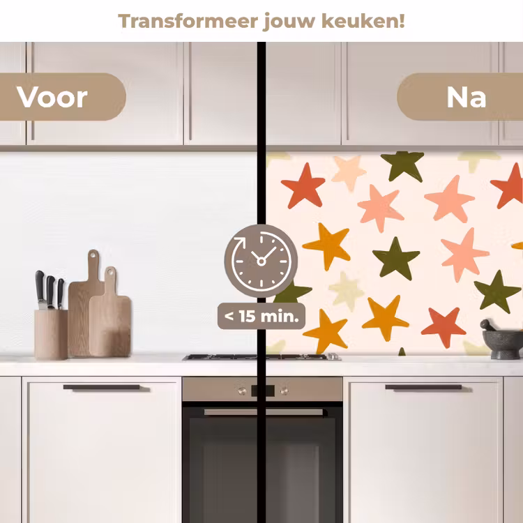 Keuken achterwand - Sterren - Patroon - Kleurrijk — 2