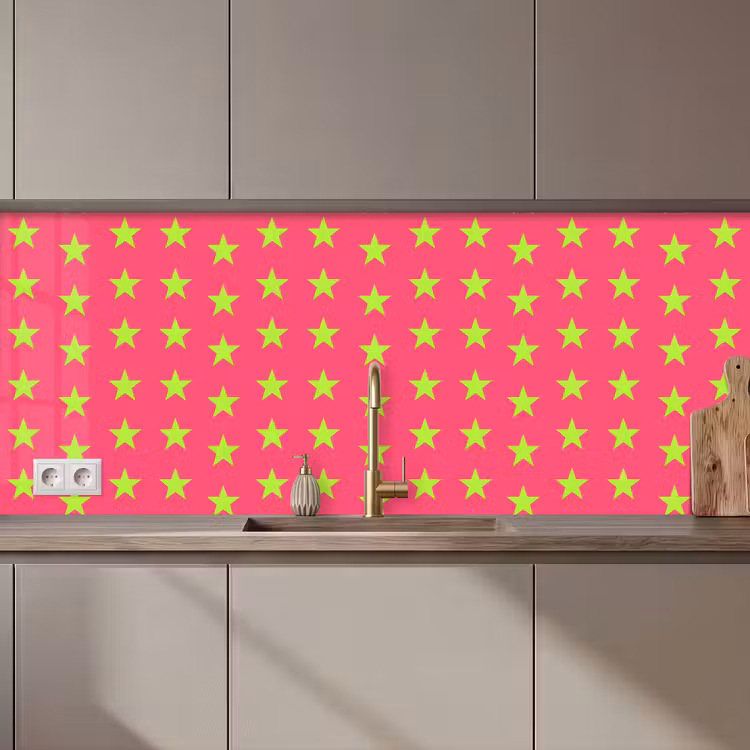 Keuken achterwand - Sterren - Patroon - Roze — 1