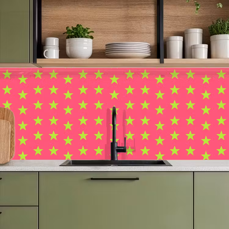 Keuken achterwand - Sterren - Patroon - Roze — 5